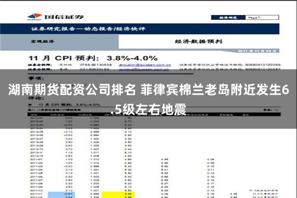 湖南期货配资公司排名 菲律宾棉兰老岛附近发生6.5级左右地震