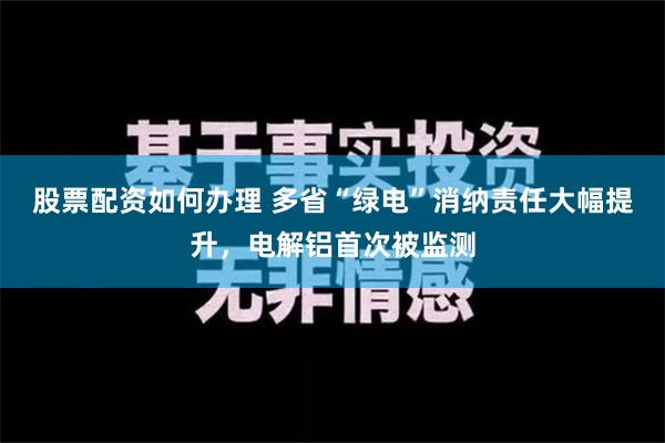 股票配资如何办理 多省“绿电”消纳责任大幅提升，电解铝首次被监测