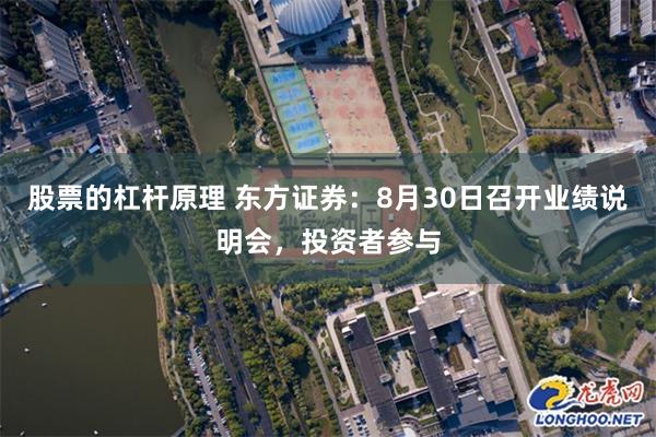 股票的杠杆原理 东方证券：8月30日召开业绩说明会，投资者参与